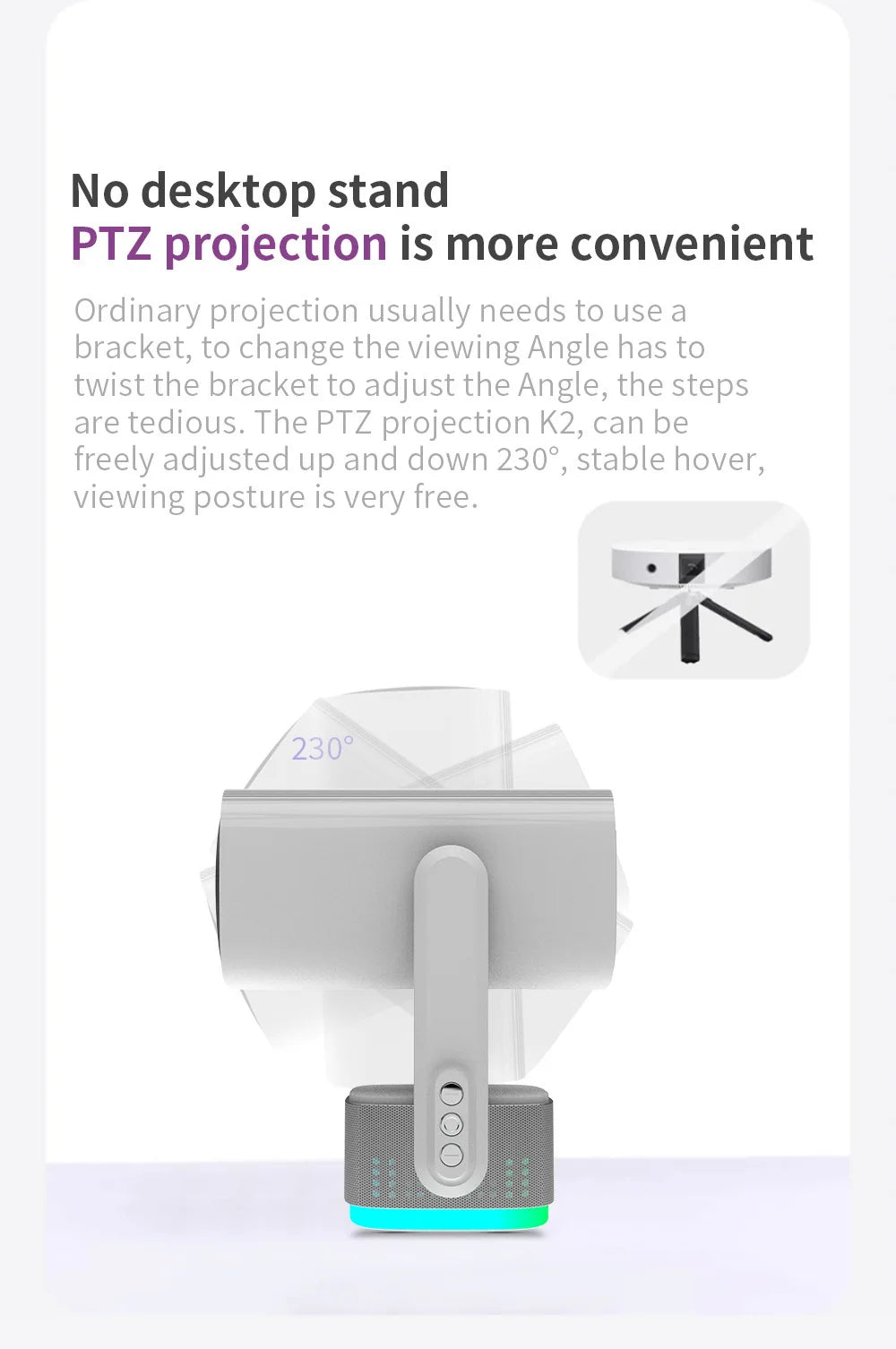 جهاز عرض Salange 4K K2 Smart Android11 ​​مزود ببطارية مدمجة ومكبر صوت بلوتوث وWIFI Auto Focus Keystone Free-Style للأفلام الخارجية