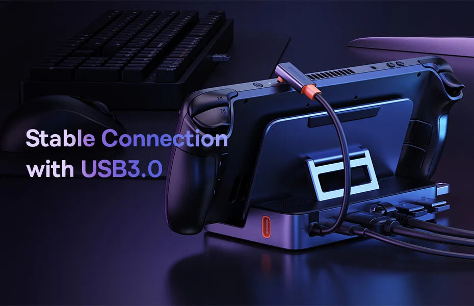 قاعدة توصيل Baseus USB C لجهاز Steam Deck Nintend Switch من النوع C إلى HDMI متوافقة مع 4K@60Hz RJ45 PD 100W Type C USB 3.0 Hub