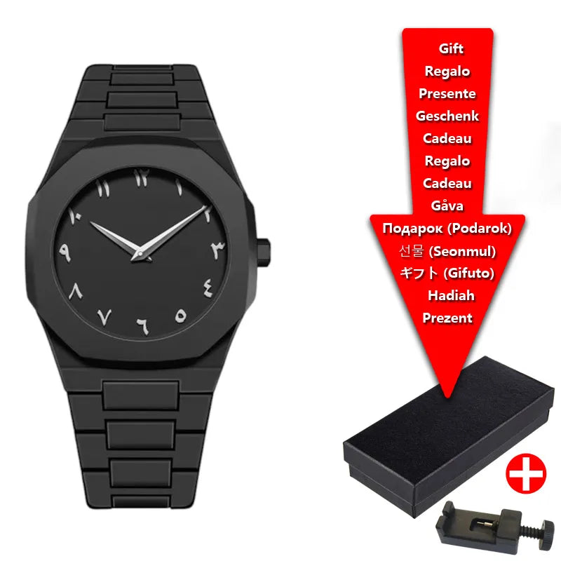 2025 Fashion Middle East Arabic Numerals 40mm Dial Quartz Men's Watch TPU Plastic Waterproof Calendar Watch Can Be Customized