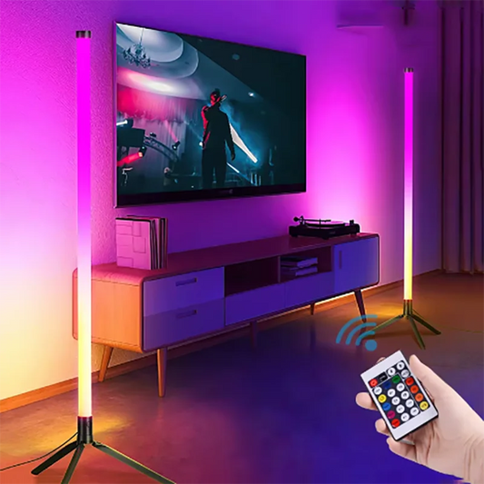 مصباح أرضي LED RGB مع تحكم عن بعد بالموسيقى ومزامنة الموسيقى وإضاءة زاوية مزاجية، مصابيح قائمة ذكية حديثة لغرفة النوم وغرفة المعيشة