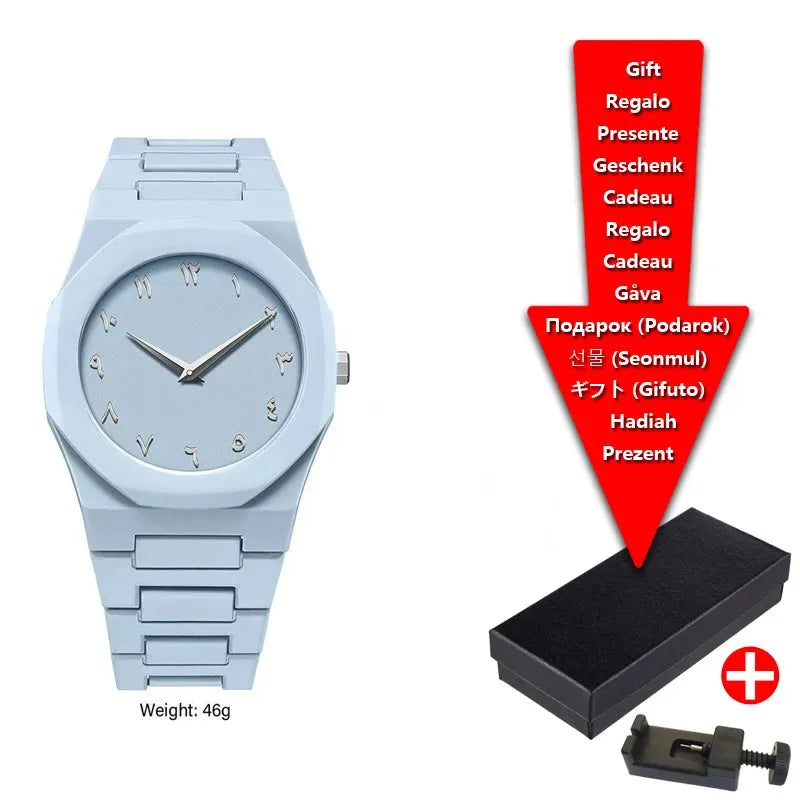 2025 Fashion Middle East Arabic Numerals 40mm Dial Quartz Men's Watch TPU Plastic Waterproof Calendar Watch Can Be Customized