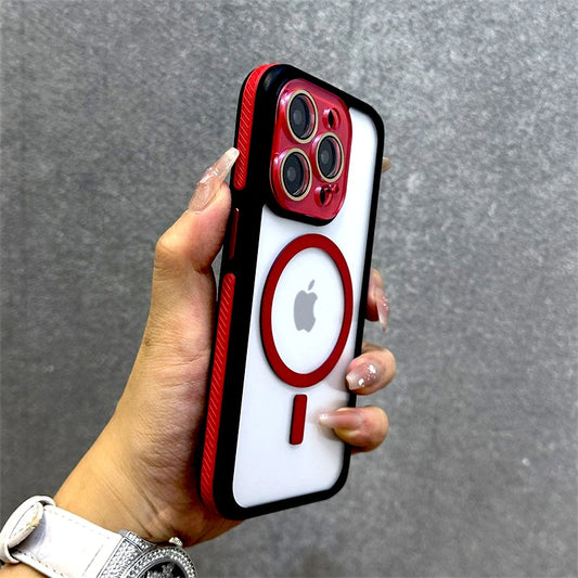 جراب شفاف فاخر صلب لهاتف iPhone 16 15 14 13 12 11 Pro Max 16Pro 15Pro 14Pro غطاء عدسة الكاميرا Magsafe للشحن اللاسلكي