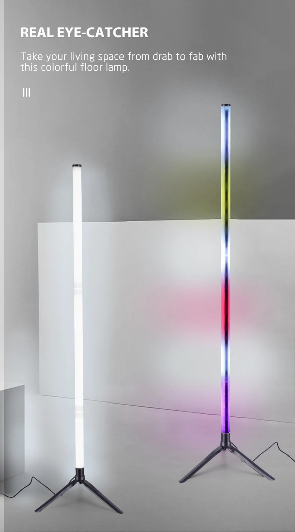 مصباح أرضي LED RGB مع تحكم عن بعد بالموسيقى ومزامنة الموسيقى وإضاءة زاوية مزاجية، مصابيح قائمة ذكية حديثة لغرفة النوم وغرفة المعيشة