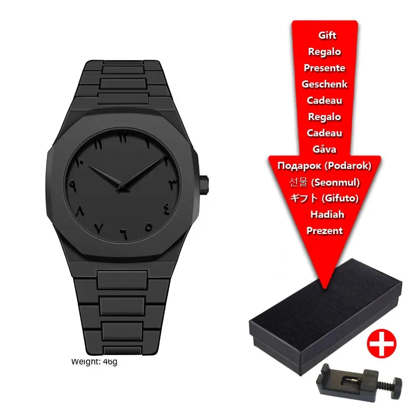 2025 Fashion Middle East Arabic Numerals 40mm Dial Quartz Men's Watch TPU Plastic Waterproof Calendar Watch Can Be Customized