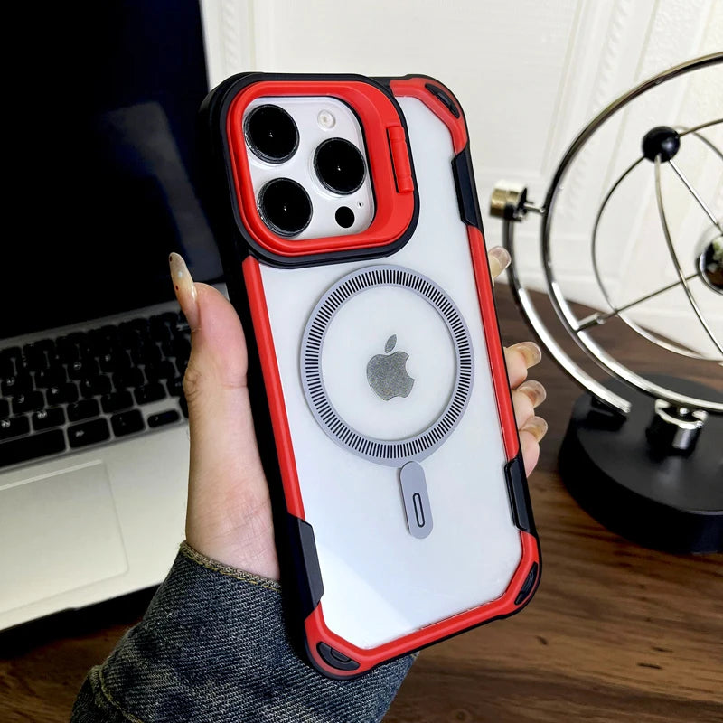جراب شفاف مقاوم للصدمات لهاتف iPhone 16 15 14 13 Pro Max Plus iPhone15 iPhone14 من Magsafe غطاء امتصاص Mag Safe على