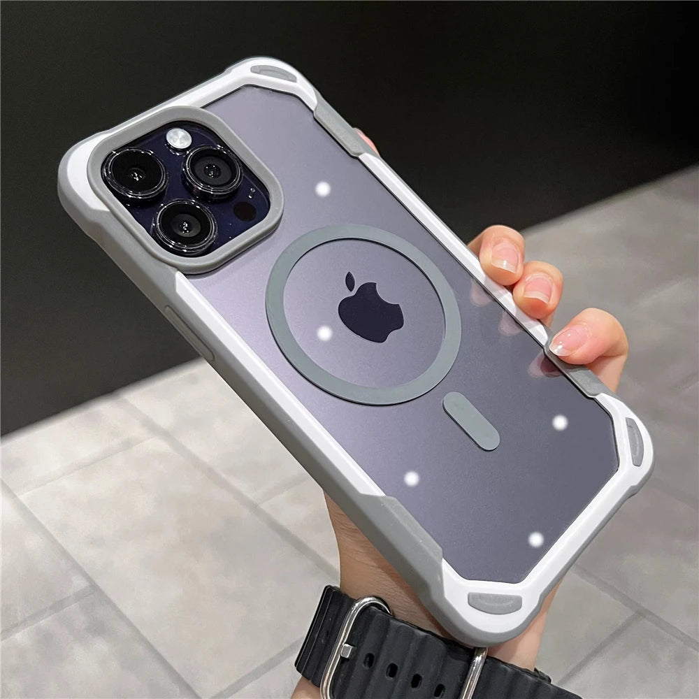 جراب Magsafe المغناطيسي المقاوم للصدمات لهاتف iPhone 16 Pro Max 15 14 13 12 11، غطاء شفاف مقاوم للصدمات من الأكريليك الصلب
