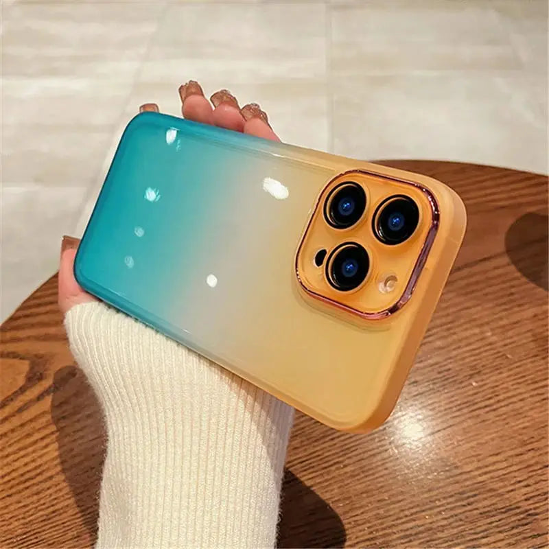 جراب هاتف شفاف فاخر بألوان قوس قزح متدرجة لهاتف iPhone 16 Pro Max 15 14 13 12 11 X XR XS Plus غطاء حماية للكاميرا مقاوم للصدمات