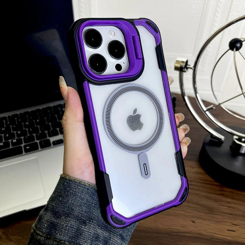 جراب شفاف مقاوم للصدمات لهاتف iPhone 16 15 14 13 Pro Max Plus iPhone15 iPhone14 من Magsafe غطاء امتصاص Mag Safe على