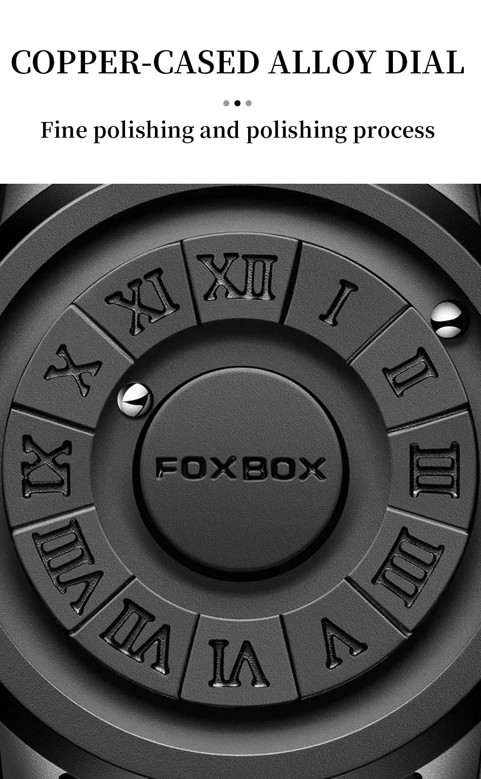 ساعة FOXBOX للرجال بتصميم أنيق وبسيط ومقاوم للماء مع مؤشر مغناطيسي عائم ومحمل كروي إبداعي