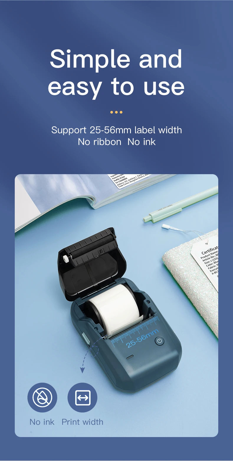 Mini Label Thermal Printer Niimbot B1 Portable Self-Adhesive Printer For Stickers Round Labels Rolls UV Tag Bluetooth Printer