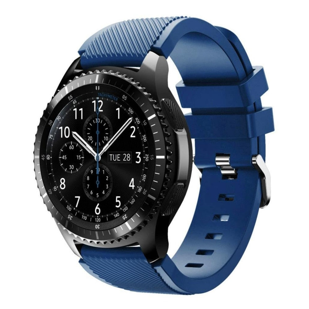 سوار سيليكون مقاس 20 مم و22 مم لساعة سامسونج جالاكسي 3/46 مم/42 مم/active 2/46 Gear s3Frontier/S2/Sport وسوار هواوي GT 2/2E