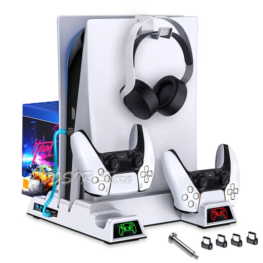 أحدث حامل عمودي لجهاز PS5 وقاعدة شحن ووحدة تحكم ومروحة تبريد لجهاز Sony Playstation 5 وملحقات وحدة التحكم PS 5 