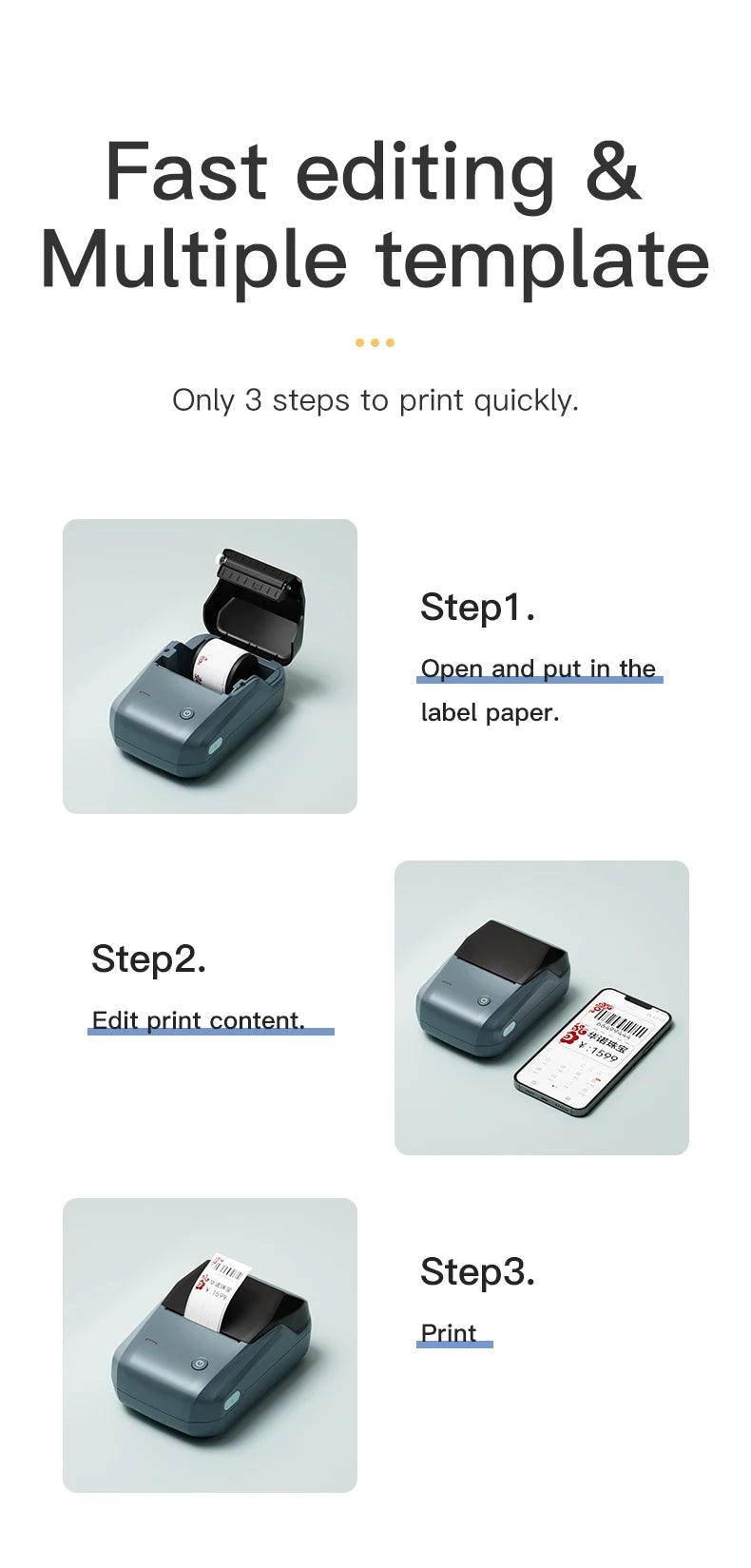 Mini Label Thermal Printer Niimbot B1 Portable Self-Adhesive Printer For Stickers Round Labels Rolls UV Tag Bluetooth Printer