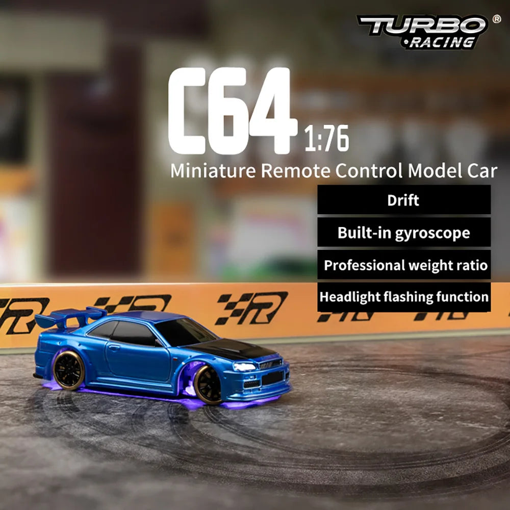 TURBO RACING C61 C62 C63 C64 C74 1/76 MINI RC Electric Remote Control Model Car Drift Racing Adult Desktop Toys