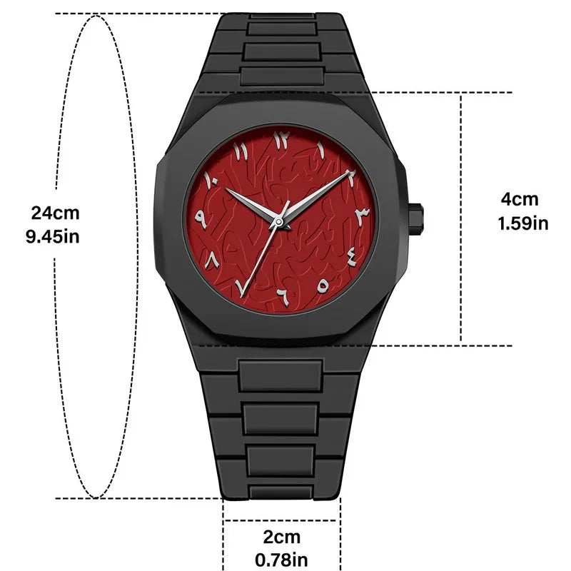 2025 Fashion Middle East Arabic Numerals 40mm Dial Quartz Men's Watch TPU Plastic Waterproof Calendar Watch Can Be Customized