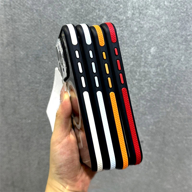 جراب شفاف فاخر صلب لهاتف iPhone 16 15 14 13 12 11 Pro Max 16Pro 15Pro 14Pro غطاء عدسة الكاميرا Magsafe للشحن اللاسلكي