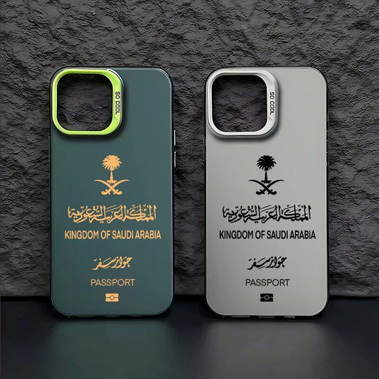 جراب هاتف جواز سفر المملكة العربية السعودية لهاتف iPhone 15 14 13 12 11 Pro Max X XR XSMAX 8 7 Plus غطاء خلفي مقاوم للصدمات غير لامع 