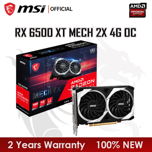بطاقة رسوميات MSI New Radeon RX 6500 XT MECH 2X 4G OC بسرعة 18000 ميجاهرتز GDDR6 64 بت 6nm بطاقة فيديو AMD RX6500XT 4GB 