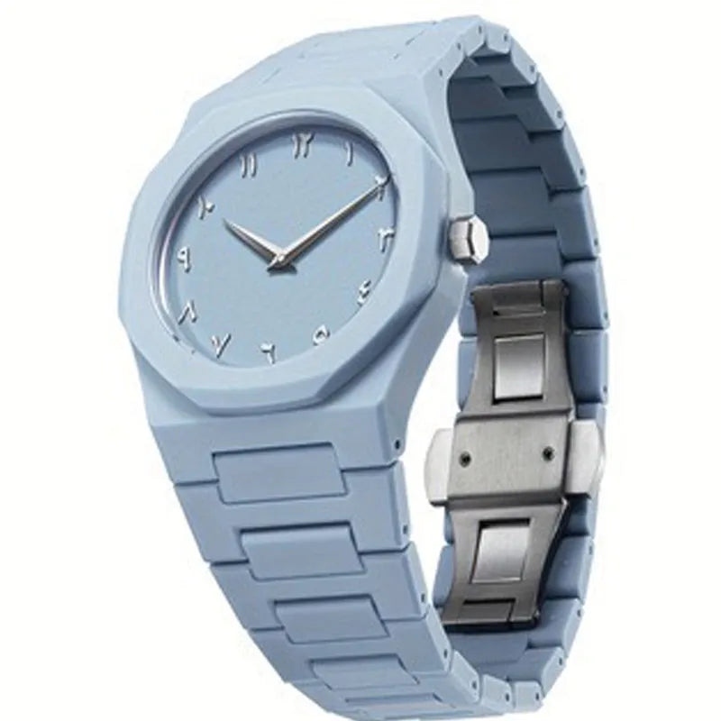 2025 Fashion Middle East Arabic Numerals 40mm Dial Quartz Men's Watch TPU Plastic Waterproof Calendar Watch Can Be Customized