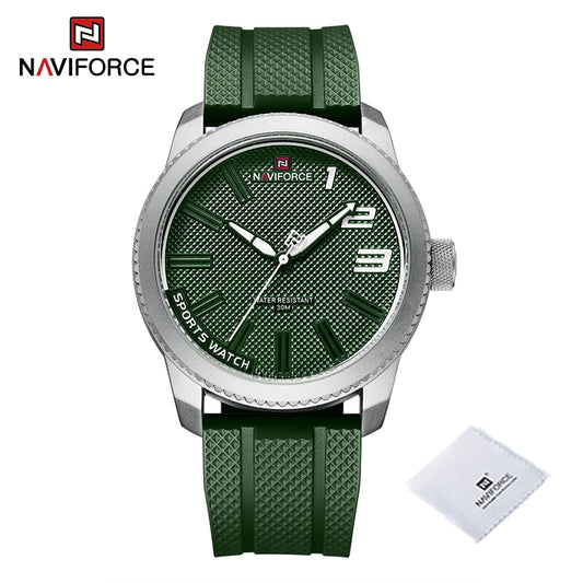 ساعات كوارتز عصرية للرجال من NAVIFORCE بحزام من السيليكون بتصميم جديد وعصري مقاومة للماء للرجال