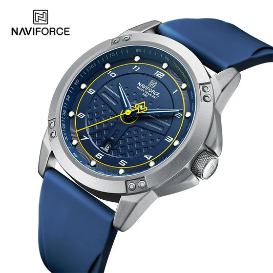 ساعة NAVIFORCE كوارتز كاجوال أنيقة مقاومة للماء للرجال ساعات رياضية بحزام من السيليكون للرجال ساعة مضيئة Relogio Masculino