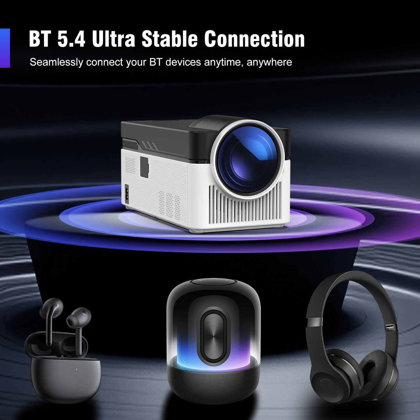 جهاز عرض Magcubic Ultra Short Throw HY450 مع خاصية الإزاحة التلقائية بدقة 8K و4K و1080P بمعيار 900ANSI BT5.4، وتركيز إلكتروني، وWiFi6، وAllwinnerH716، وصوت