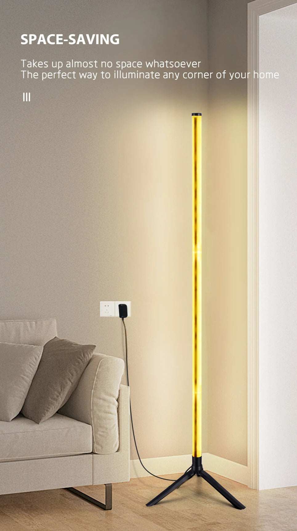 مصباح أرضي LED RGB مع تحكم عن بعد بالموسيقى ومزامنة الموسيقى وإضاءة زاوية مزاجية، مصابيح قائمة ذكية حديثة لغرفة النوم وغرفة المعيشة