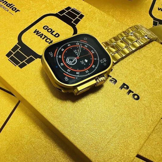 ساعة ذكية أصلية G9 Ultra Pro Gold Series 9 NFC Bluetooth Call Stainless Steel Wireless Charge 3 Strap للرجال والنساء