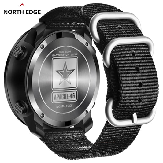 ساعة NORTH EDGE APACHE-46 الرقمية للرجال للرياضات الخارجية والجري والسباحة وساعات رياضية خارجية ومقياس الارتفاع والبارومتر والبوصلة WR50M
