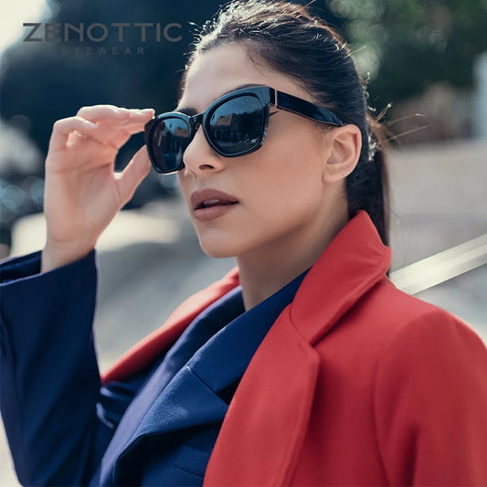 نظارة شمسية ZENOTTIC 2024 الأصلية المستقطبة بإطار فراشة سميك للنساء، نظارات شمسية كبيرة الحجم بحماية من الأشعة فوق البنفسجية 400 