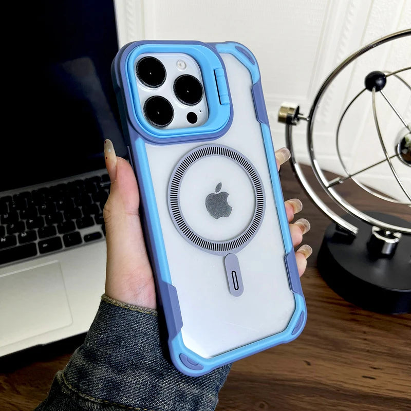 جراب شفاف مقاوم للصدمات لهاتف iPhone 16 15 14 13 Pro Max Plus iPhone15 iPhone14 من Magsafe غطاء امتصاص Mag Safe على