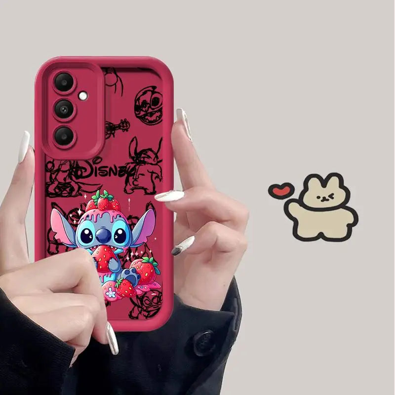 جراب لطيف من Disney Stitch لهاتف Samsung Galaxy A24 A15 A54 A73 5G A25 A34 A13 A14 4G A23 A33 غطاء سيليكون 