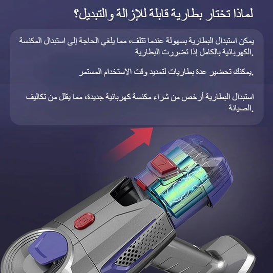 مكنسة كهربائية محمولة لاسلكية بقوة شفط قوية 15 كيلو باسكال ومحرك مزدوج وإضاءة LED وبطارية قابلة للفصل ومنظف غبار منزلي لاسلكي