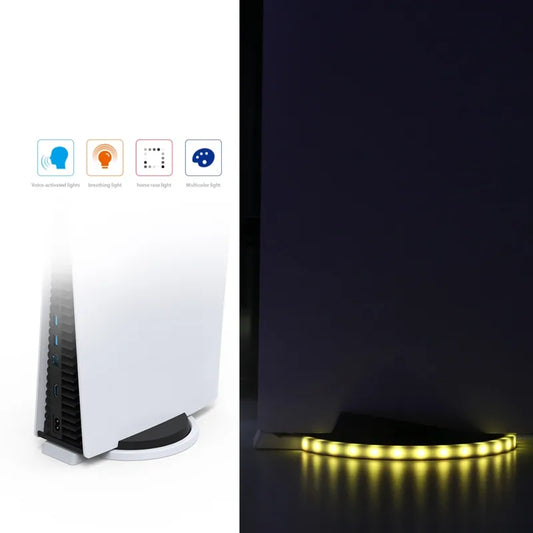 حامل عمودي لوحدة تحكم الألعاب PS5 مزود بقاعدة إضاءة LED RGB مضيئة مع تحكم باللمس