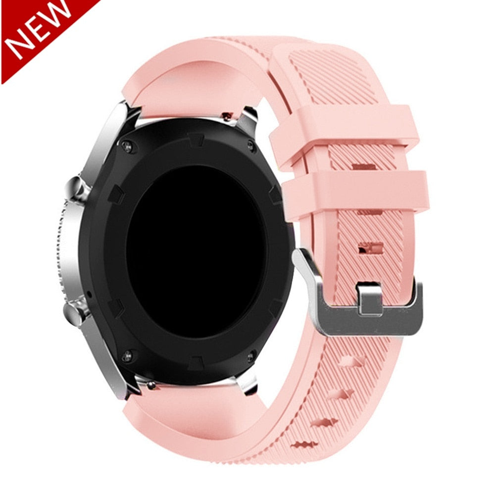 سوار سيليكون مقاس 20 مم و22 مم لساعة سامسونج جالاكسي 3/46 مم/42 مم/active 2/46 Gear s3Frontier/S2/Sport وسوار هواوي GT 2/2E