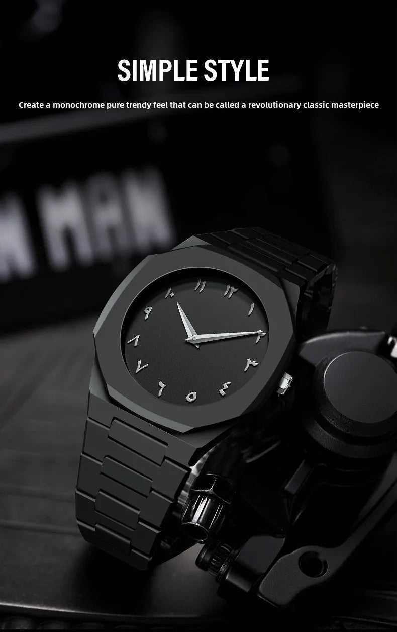 2025 Fashion Middle East Arabic Numerals 40mm Dial Quartz Men's Watch TPU Plastic Waterproof Calendar Watch Can Be Customized