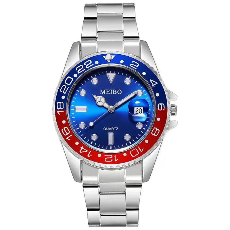 ساعة رجالية Green Water Ghost Calendar Watch عالية الجودة بسيطة وعصرية من الفولاذ المقاوم للصدأ ساعة رياضية للطلاب