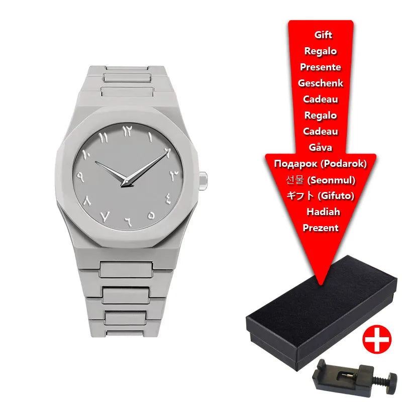 2025 Fashion Middle East Arabic Numerals 40mm Dial Quartz Men's Watch TPU Plastic Waterproof Calendar Watch Can Be Customized
