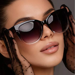 نظارات شمسية نسائية بتصميم عين القطة بتصميم عتيق وعدسات متدرجة وتصميم بسيط وواسع الساق للجنسين مع حماية من الأشعة فوق البنفسجية 400