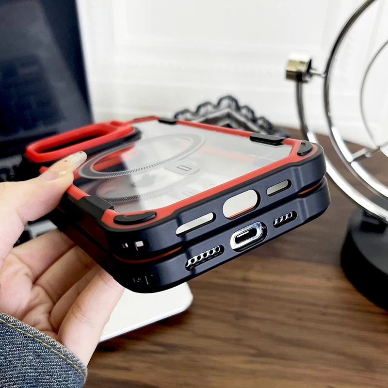 جراب شفاف مقاوم للصدمات لهاتف iPhone 16 15 14 13 Pro Max Plus iPhone15 iPhone14 من Magsafe غطاء امتصاص Mag Safe على