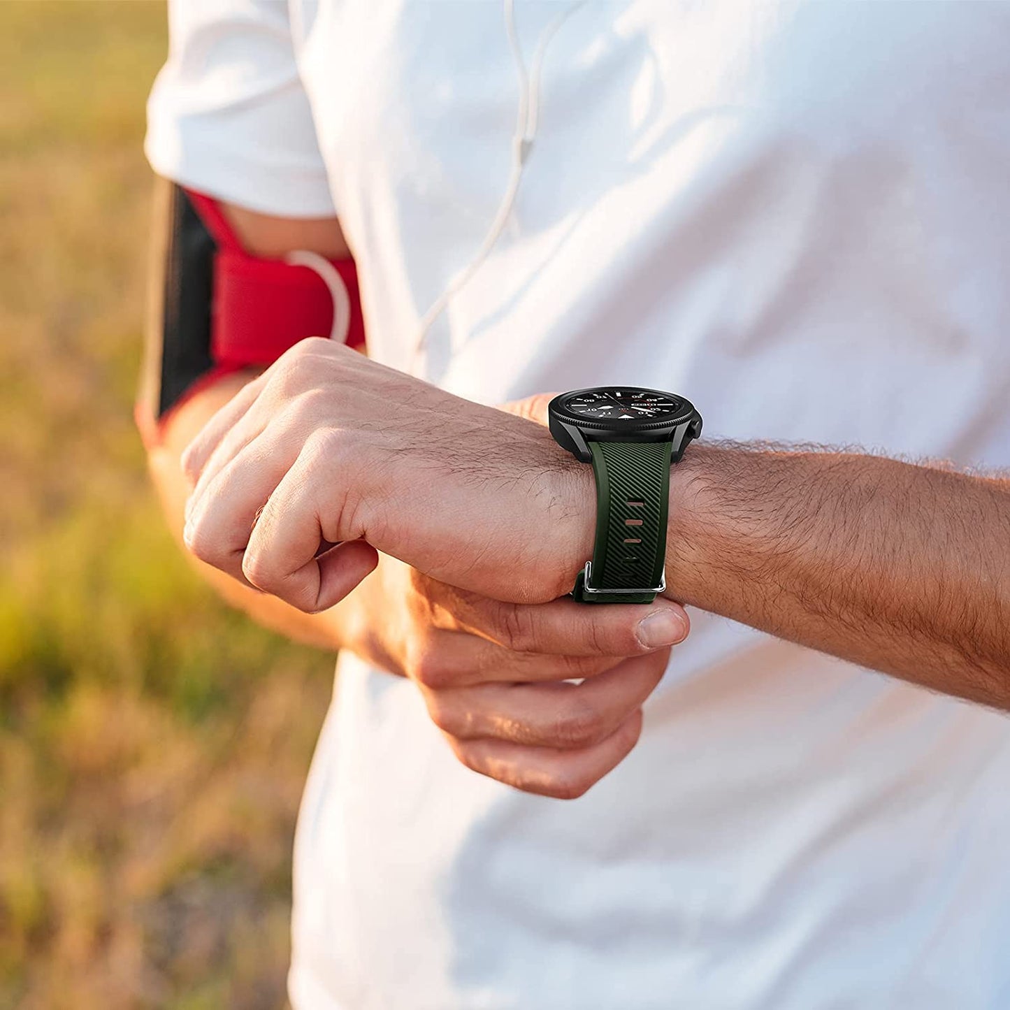 سوار سيليكون مقاس 20 مم و22 مم لساعة سامسونج جالاكسي 3/46 مم/42 مم/active 2/46 Gear s3Frontier/S2/Sport وسوار هواوي GT 2/2E