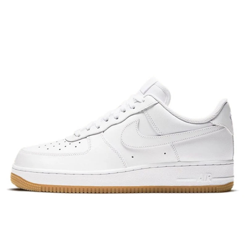 حذاء تزلج Nike Air Force 1 07 للرجال والنساء كلاسيكي باللونين الأسود والأبيض مصنوع من الجلد الأصلي غير قابل للانزلاق ومريح للجري من Af1