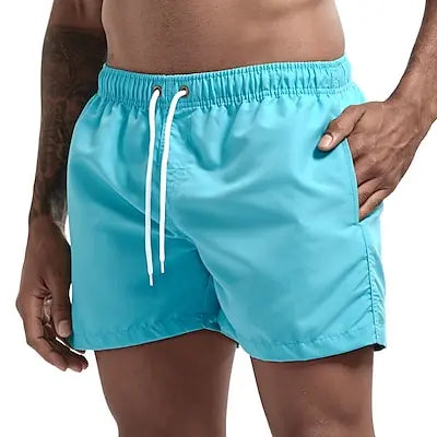 شورت سباحة رجالي، شورت سباحة سريع الجفاف، شورت سباحة قابل للتهوية مع رباط وجيوب لركوب الأمواج على الشاطئ والصيف