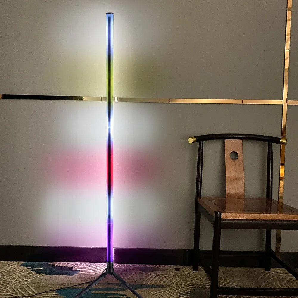 مصباح أرضي LED RGB مع تحكم عن بعد بالموسيقى ومزامنة الموسيقى وإضاءة زاوية مزاجية، مصابيح قائمة ذكية حديثة لغرفة النوم وغرفة المعيشة