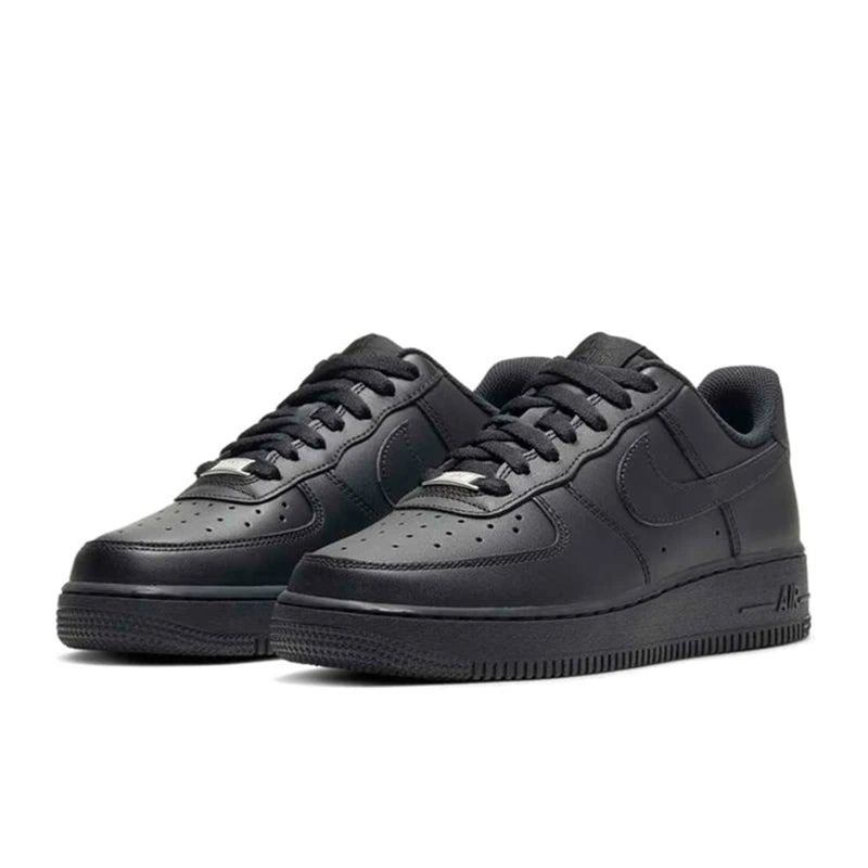 حذاء تزلج Nike Air Force 1 07 للرجال والنساء كلاسيكي باللونين الأسود والأبيض مصنوع من الجلد الأصلي غير قابل للانزلاق ومريح للجري من Af1