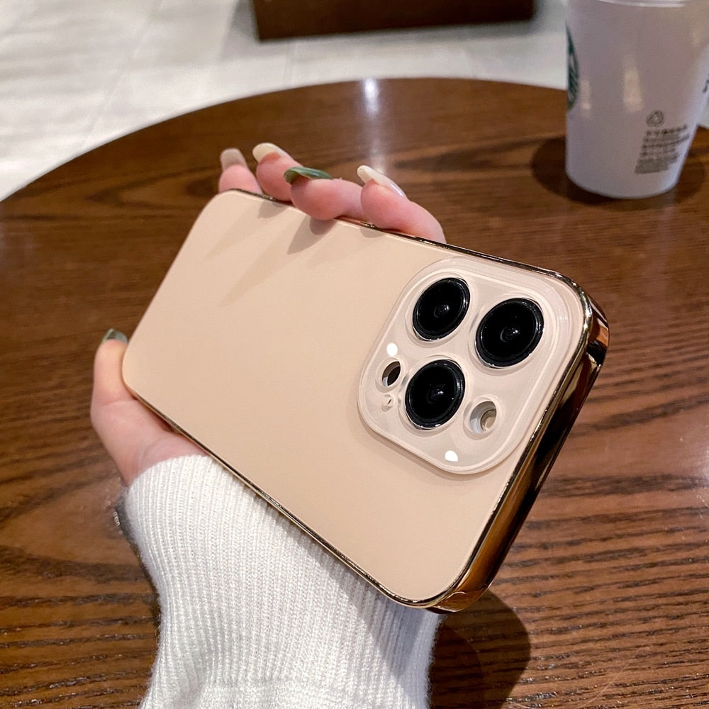 جراب Fashion AG رفيع غير لامع لهاتف iPhone 12 13 14 Pro Max iPhone 14Pro 13Pro 12ProMax، غطاء صلب مقاوم للصدمات مع نافذة كبيرة من الزجاج المقوى