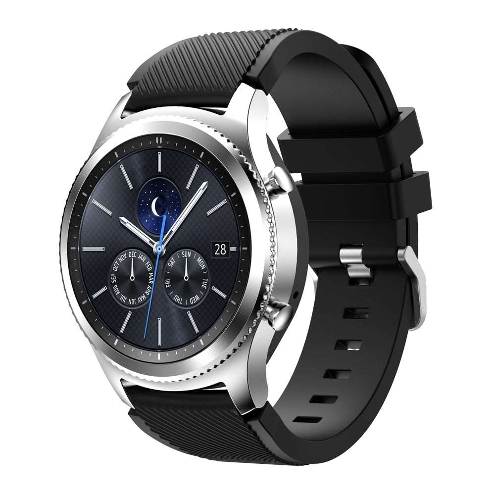 سوار سيليكون مقاس 20 مم و22 مم لساعة سامسونج جالاكسي 3/46 مم/42 مم/active 2/46 Gear s3Frontier/S2/Sport وسوار هواوي GT 2/2E