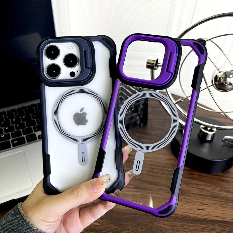 جراب شفاف مقاوم للصدمات لهاتف iPhone 16 15 14 13 Pro Max Plus iPhone15 iPhone14 من Magsafe غطاء امتصاص Mag Safe على