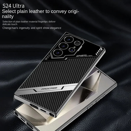 جراب هاتف Galaxy S25 Plus المصنوع من الجلد المطلي بالكهرباء S25 Ultra لهاتف Samsung Galaxy S25 S24 S23 Ultra غطاء واقٍ مقاوم للصدمات