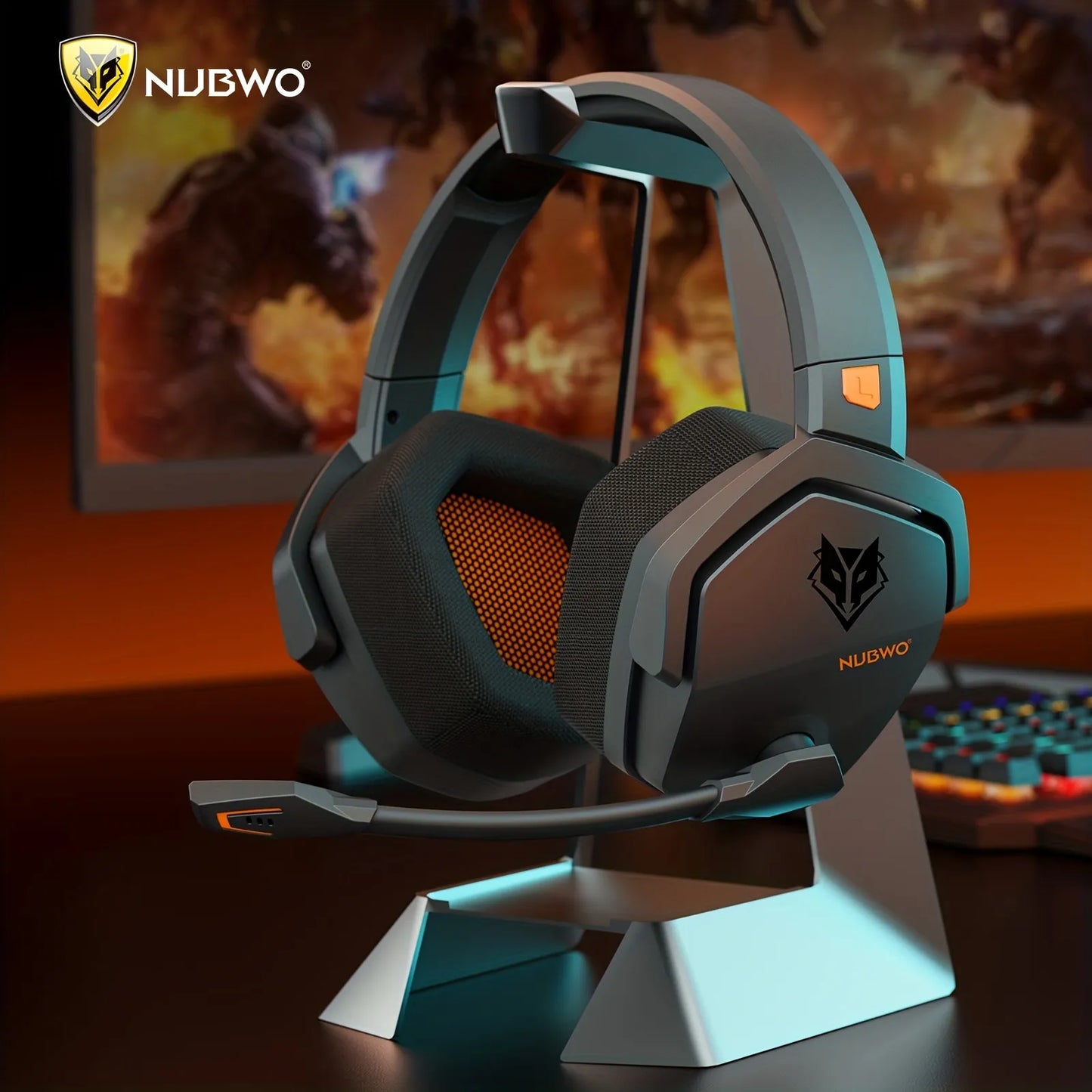 سماعة ألعاب NUBWO G06 لـ PS5 و PS4 و XBOX و PC و Mac، سماعات رأس بلوتوث بتردد 2.4 جيجا هرتز مع ميكروفون وخاصية إلغاء الضوضاء منخفضة الكمون للغاية 